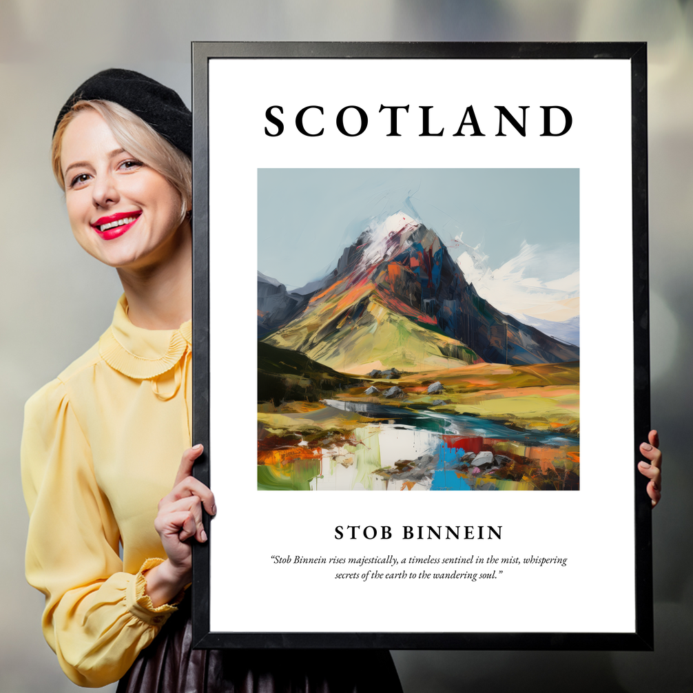 Person holding a poster of Stob Binnein