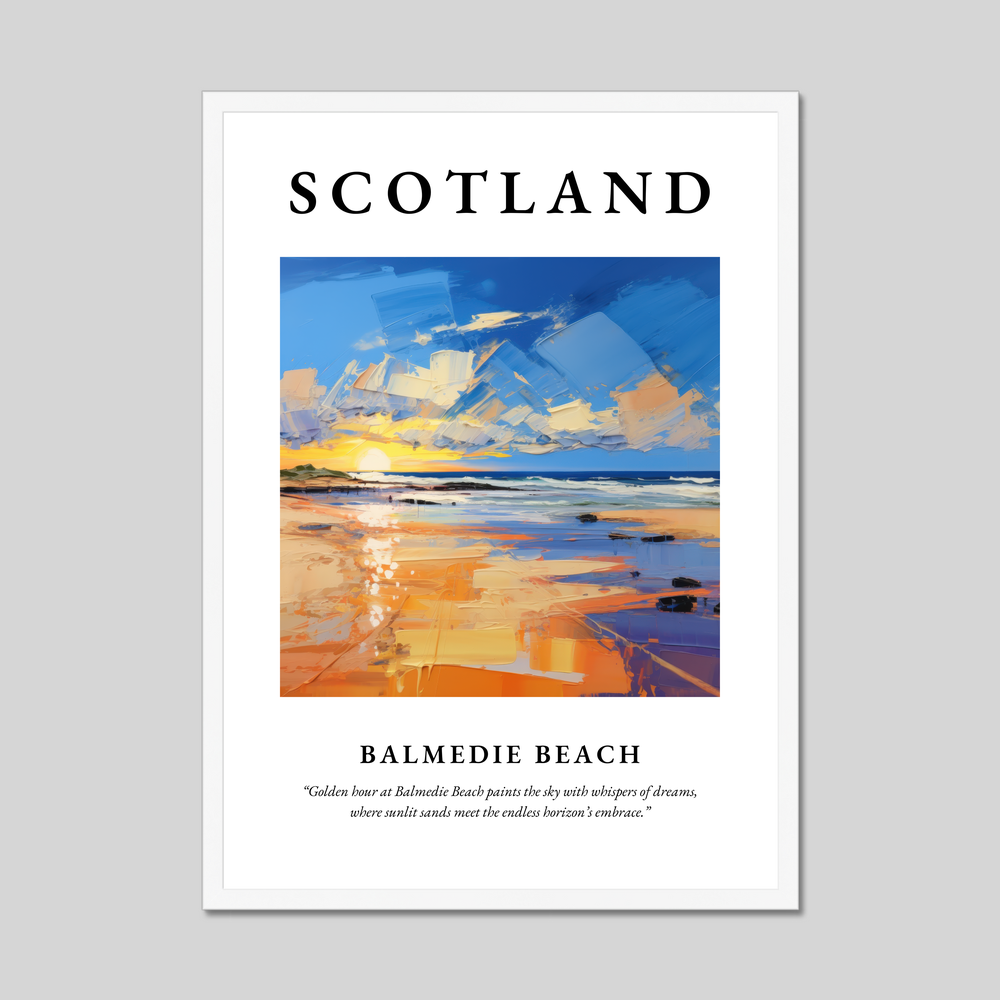 Poster in a white frame with the word Scotland