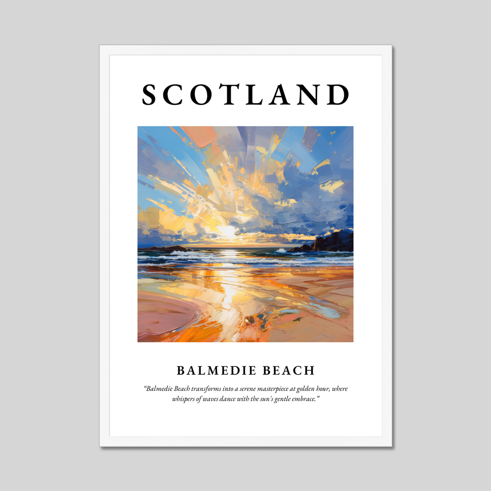 Poster in a white frame with the word Scotland