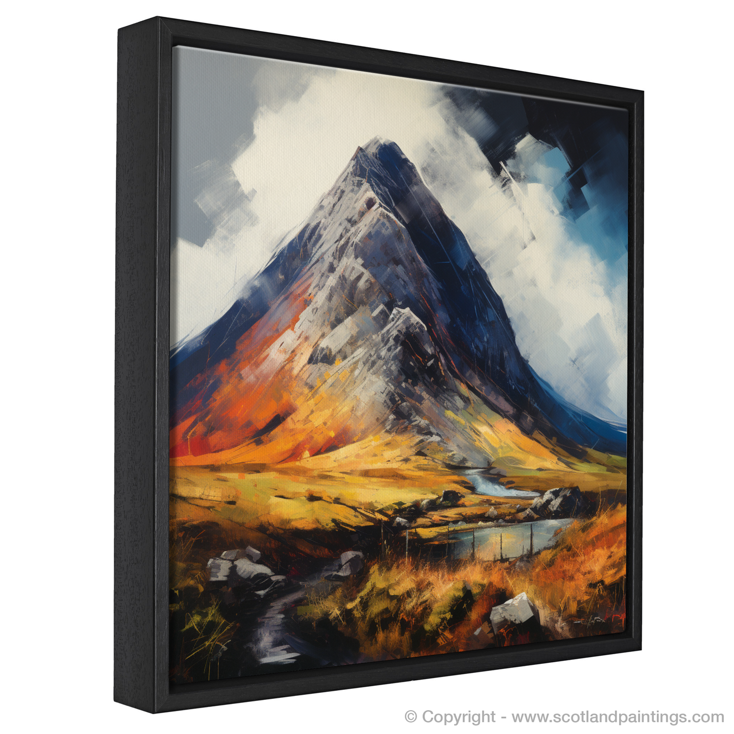 Painting and Art Print of Stob Dubh (Buachaille Etive Beag) entitled "Majestic Stob Dubh: An Expressionist Tribute to the Scottish Highlands".