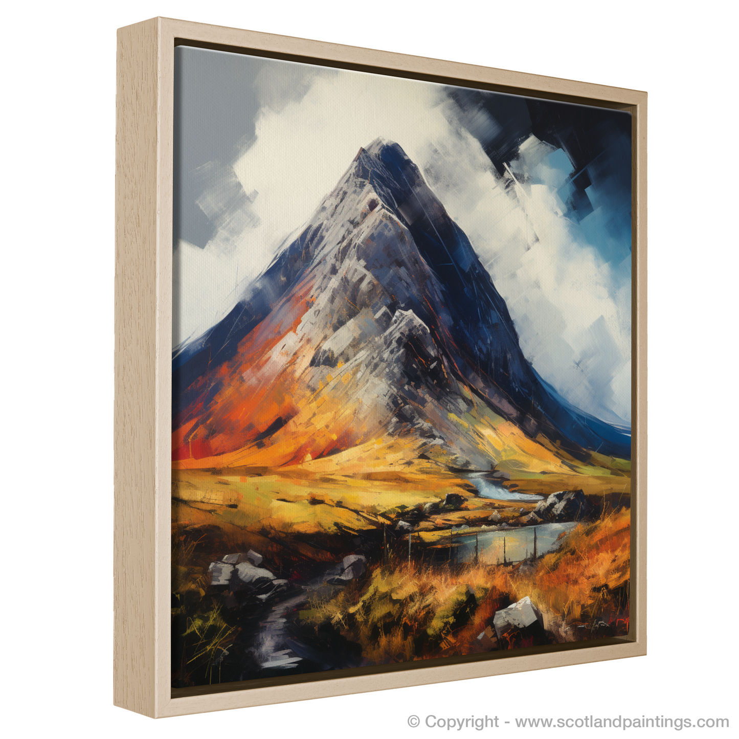 Painting and Art Print of Stob Dubh (Buachaille Etive Beag) entitled "Majestic Stob Dubh: An Expressionist Tribute to the Scottish Highlands".