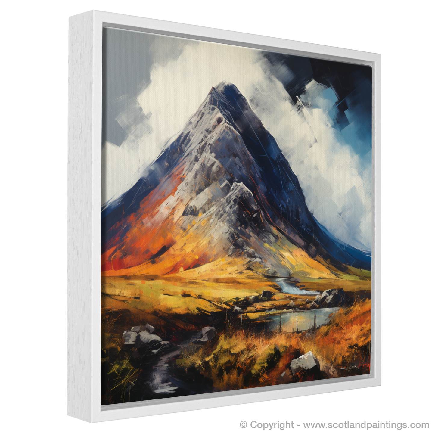Painting and Art Print of Stob Dubh (Buachaille Etive Beag) entitled "Majestic Stob Dubh: An Expressionist Tribute to the Scottish Highlands".