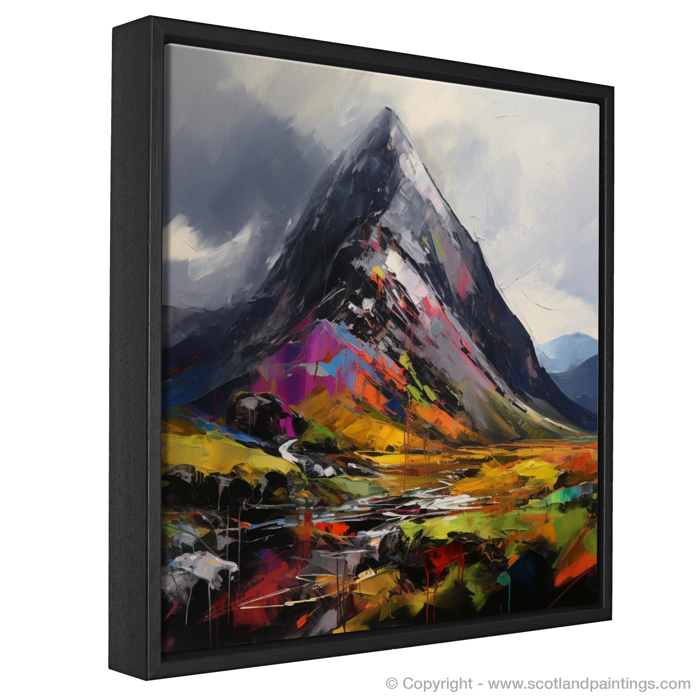 Painting and Art Print of Stob Dubh (Buachaille Etive Beag) entitled "Majestic Stob Dubh in Expressionist Hues".