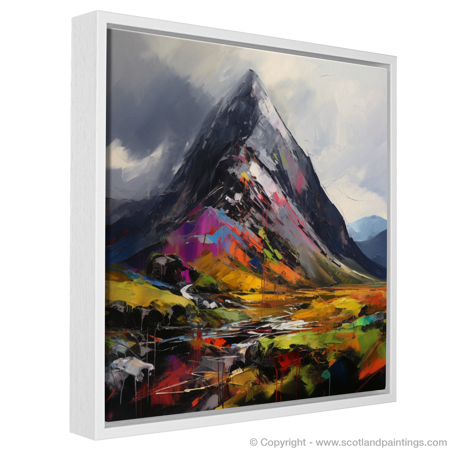 Painting and Art Print of Stob Dubh (Buachaille Etive Beag) entitled "Majestic Stob Dubh in Expressionist Hues".