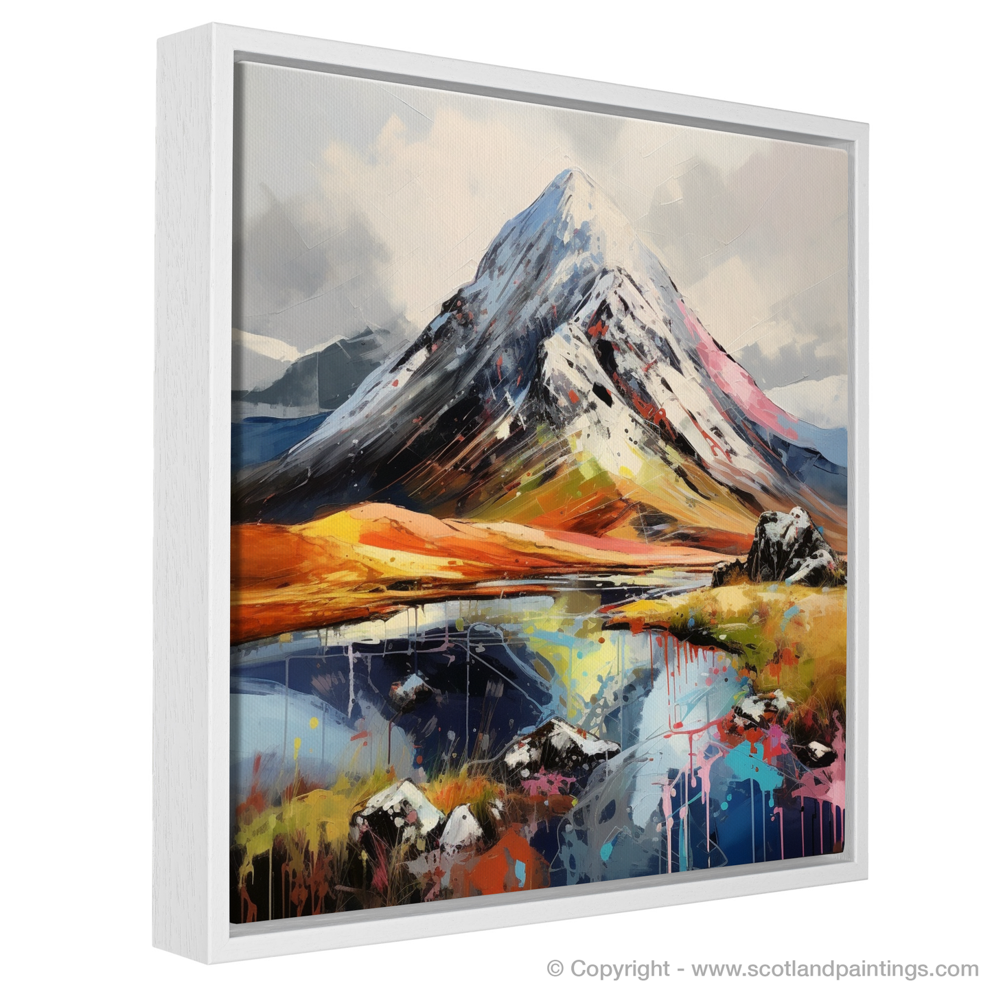 Painting and Art Print of Stob Dubh (Buachaille Etive Beag) entitled "Majestic Sentinel of Stob Dubh: An Expressionist Ode to the Scottish Highlands".