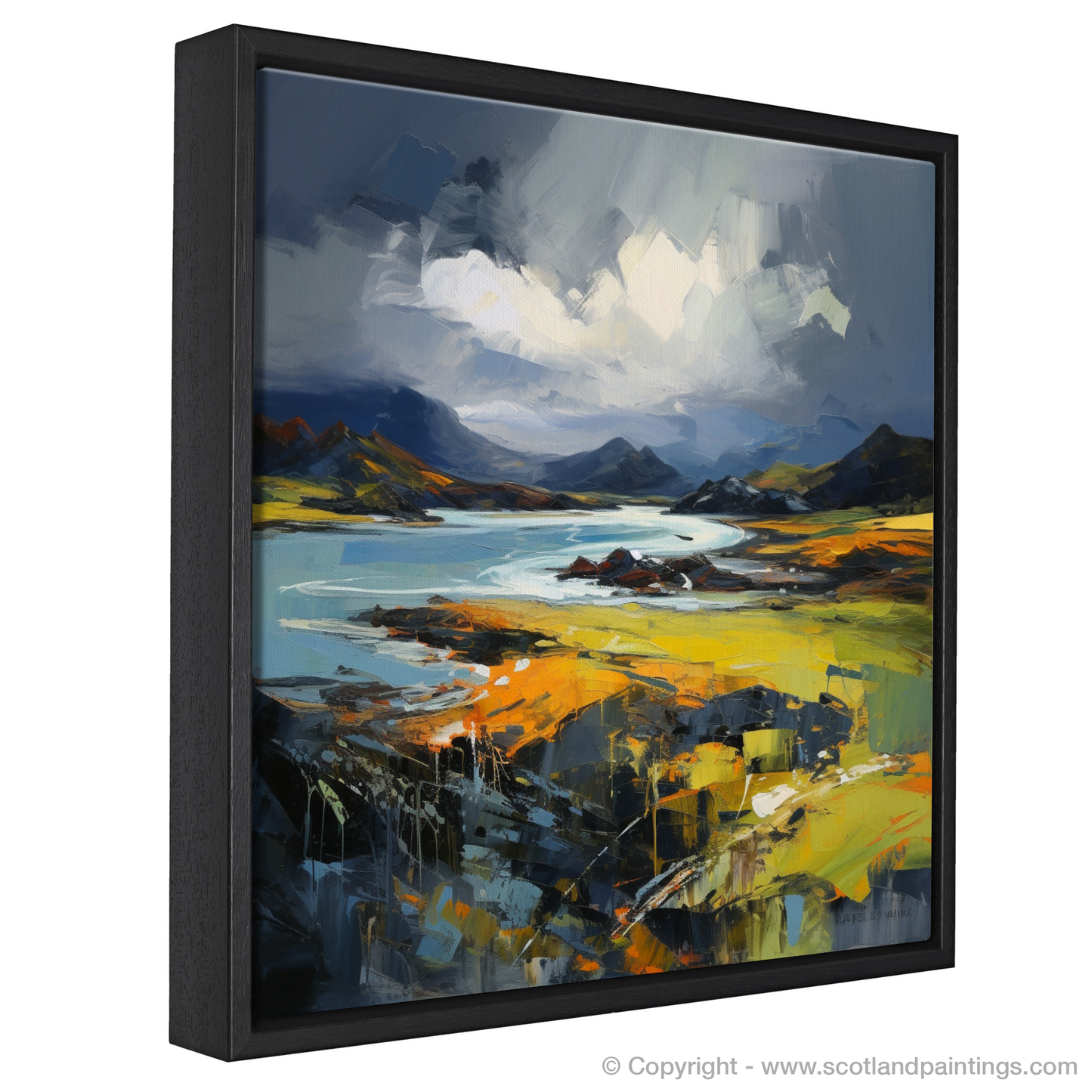 Painting and Art Print of Easdale Sound with a stormy sky entitled "Storm over Easdale Sound: An Expressionist Ode to Scottish Coves".