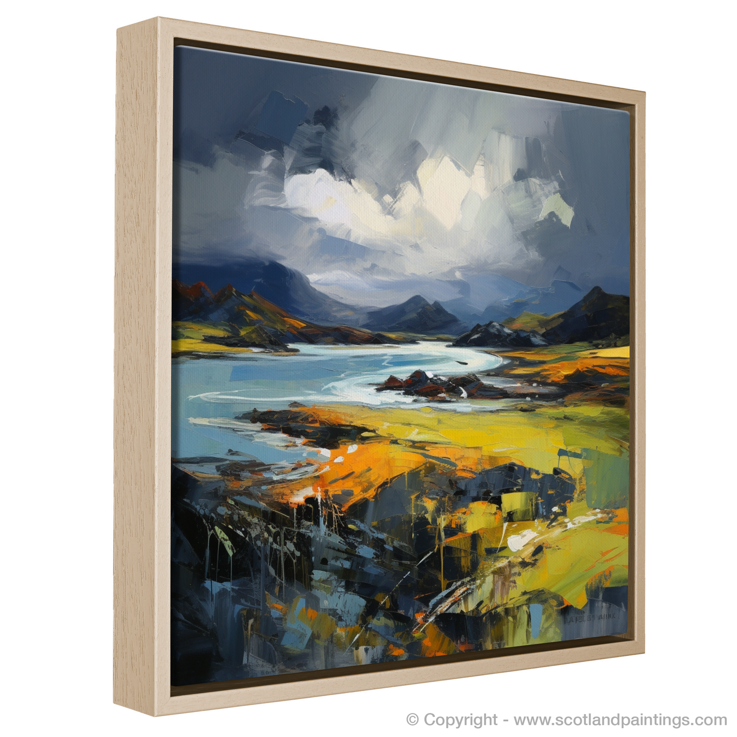 Painting and Art Print of Easdale Sound with a stormy sky entitled "Storm over Easdale Sound: An Expressionist Ode to Scottish Coves".