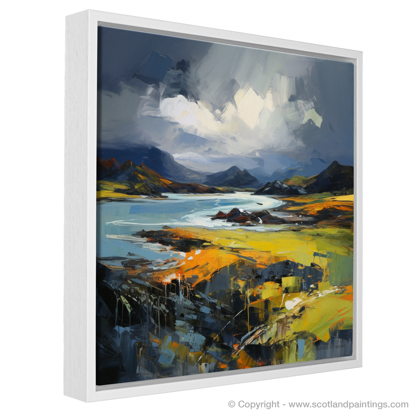 Painting and Art Print of Easdale Sound with a stormy sky entitled "Storm over Easdale Sound: An Expressionist Ode to Scottish Coves".