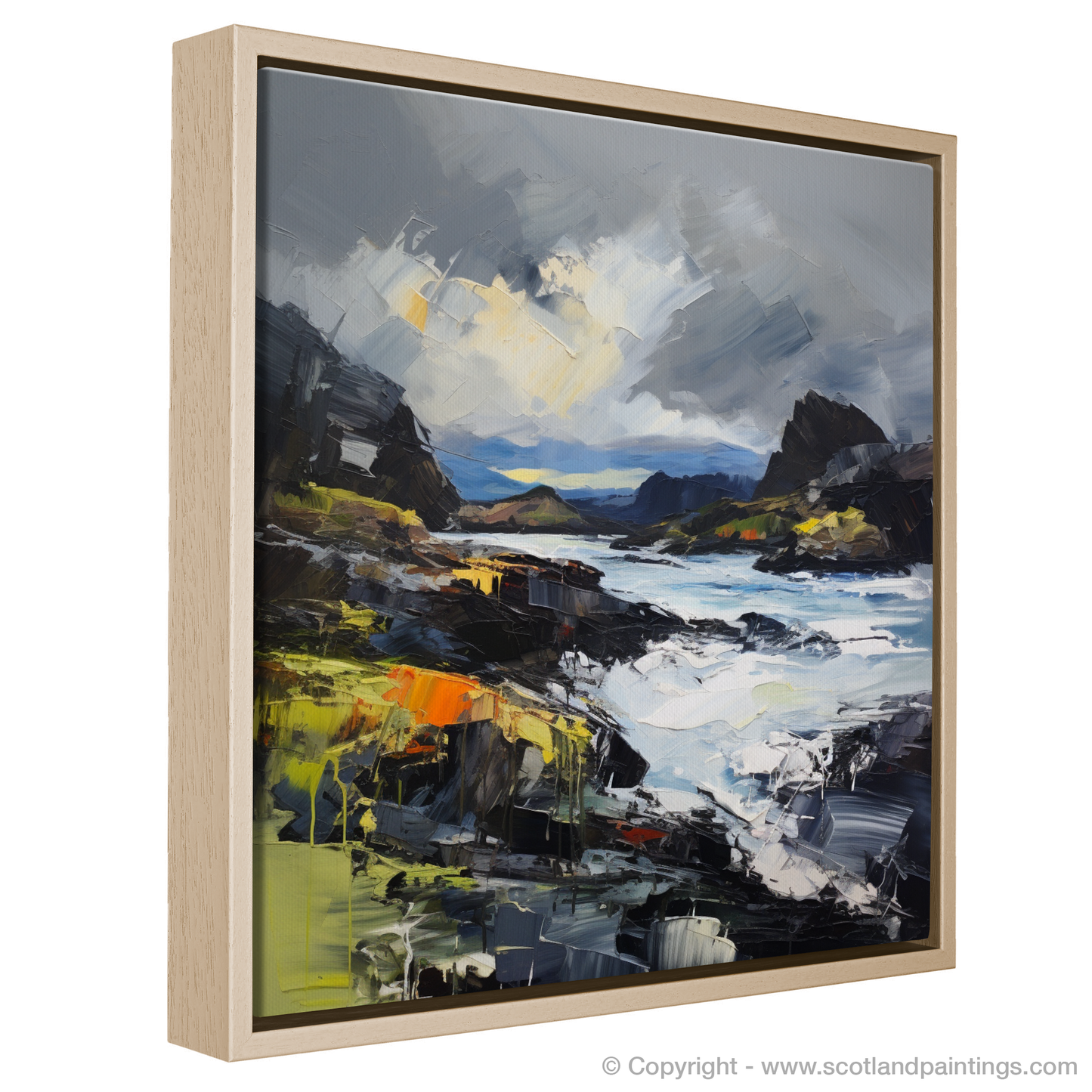 Painting and Art Print of Easdale Sound with a stormy sky entitled "Storm Over Easdale Sound: An Expressionist Homage to Scottish Coves".