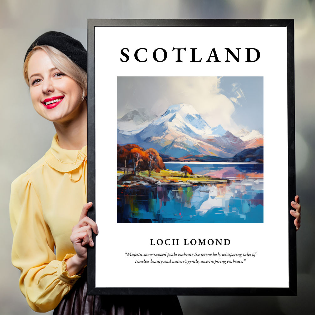 Person holding a poster of Loch Lomond