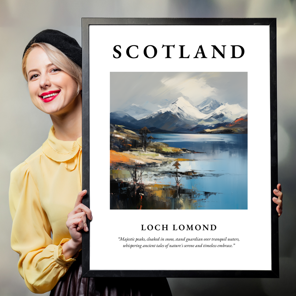 Person holding a poster of Loch Lomond