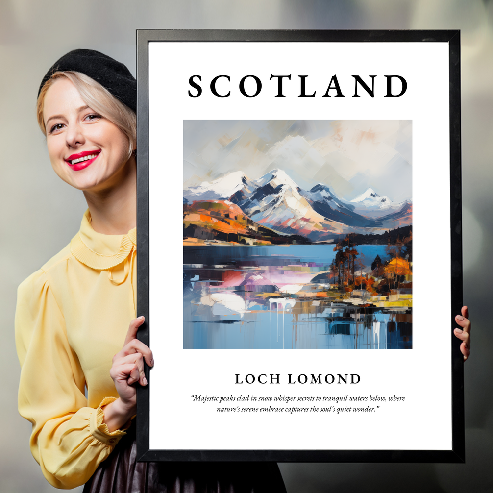 Person holding a poster of Loch Lomond