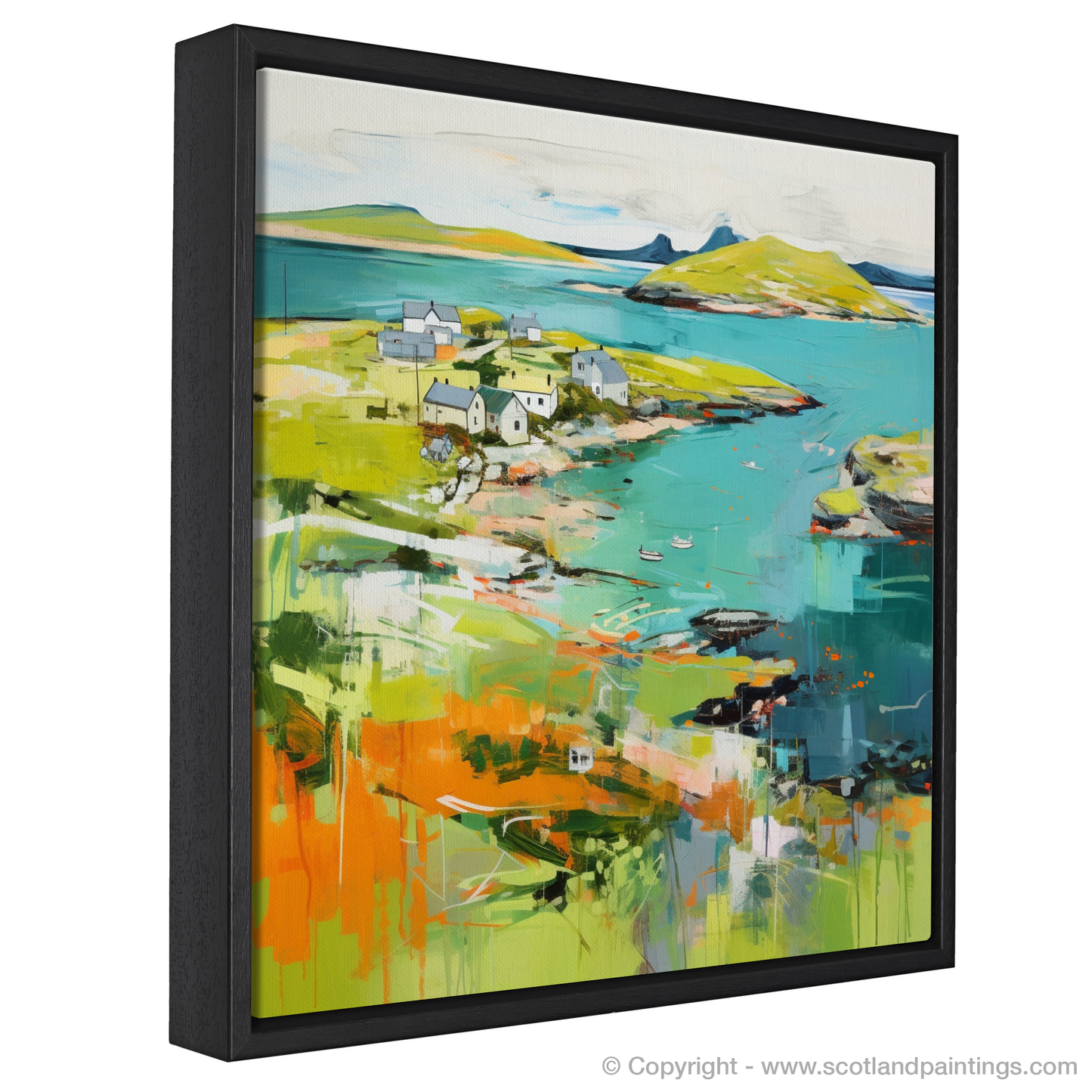 Painting and Art Print of Isle of Ulva, Inner Hebrides in summer entitled "Isle of Ulva Summer Essence: A Modern Scottish Landscape".