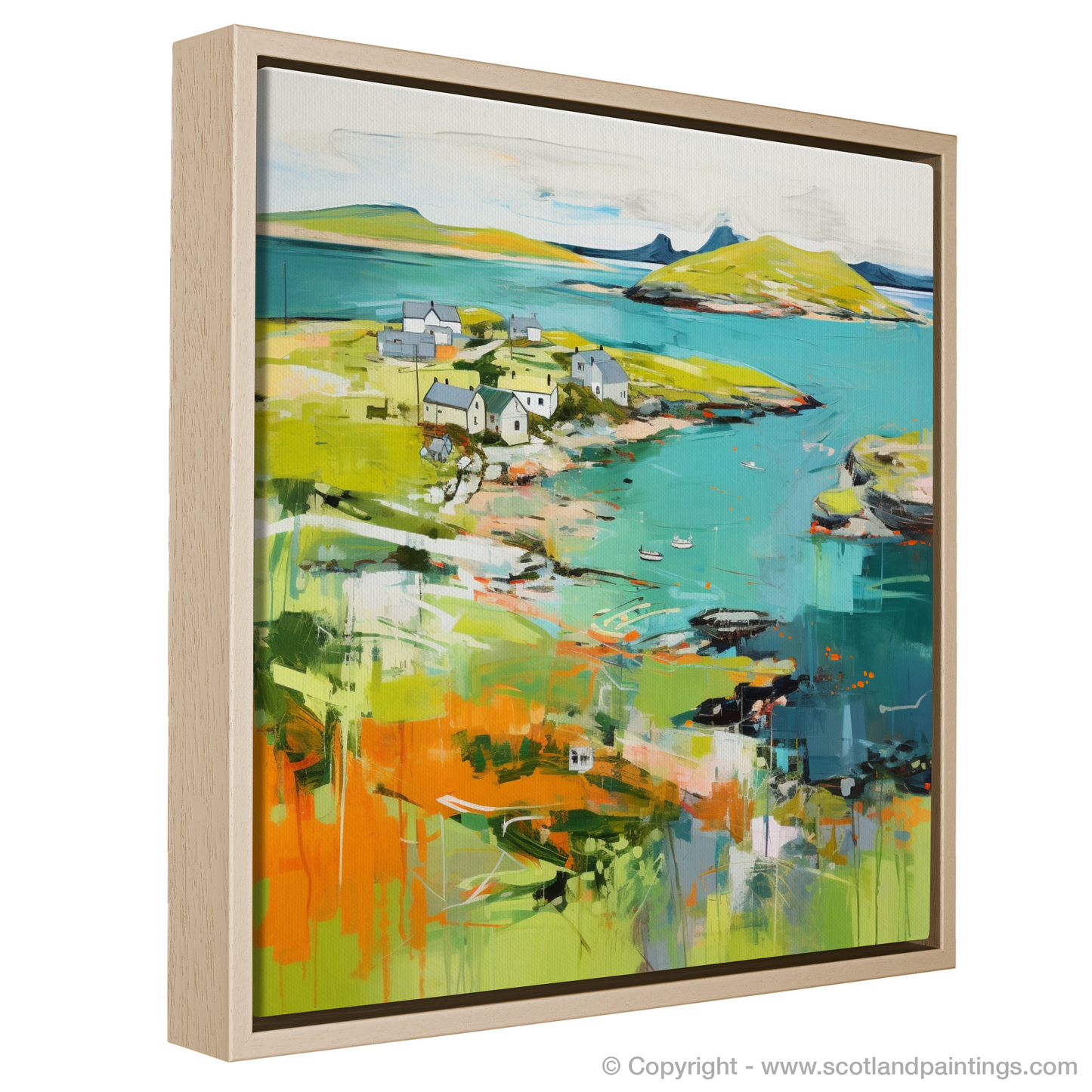 Painting and Art Print of Isle of Ulva, Inner Hebrides in summer entitled "Isle of Ulva Summer Essence: A Modern Scottish Landscape".