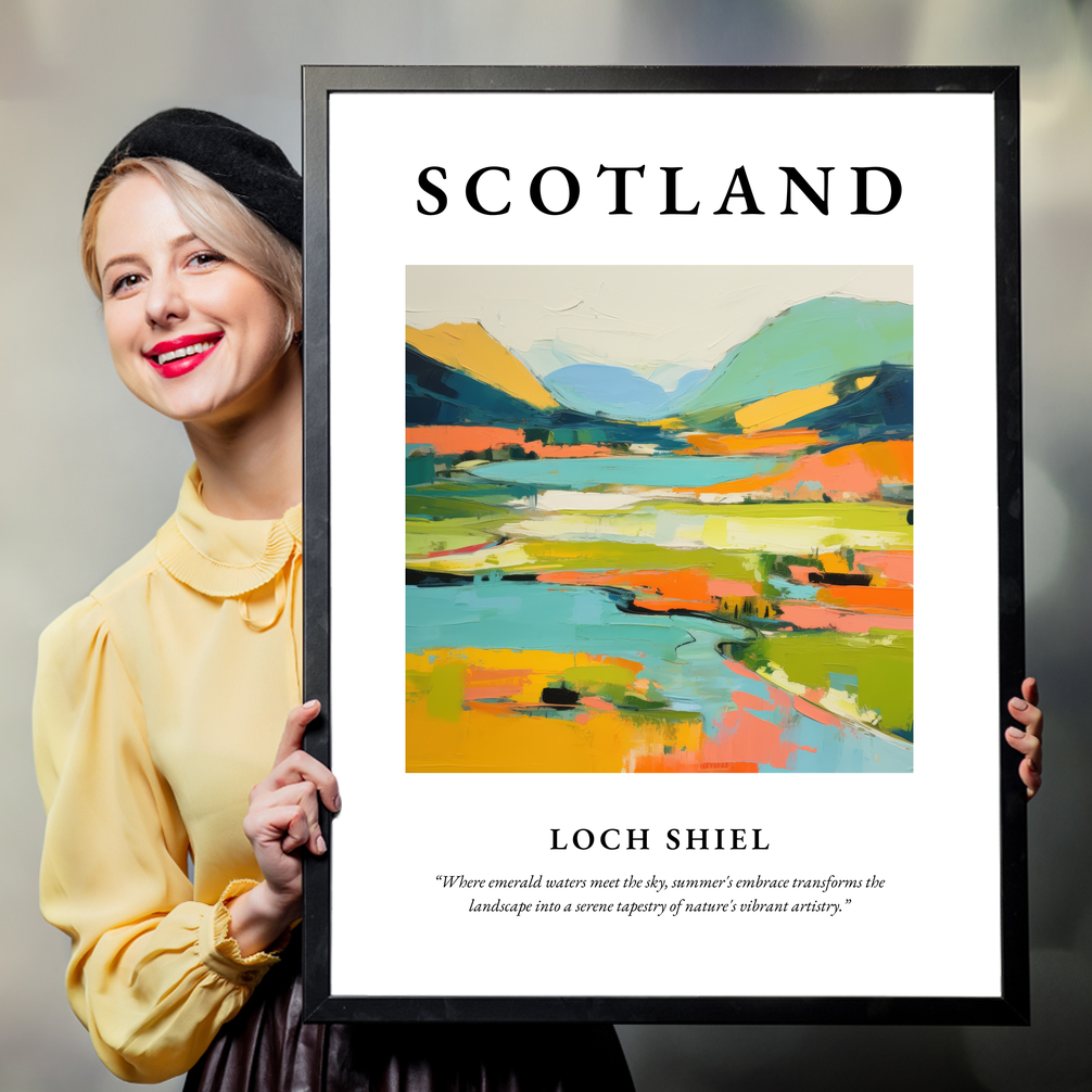 Person holding a poster of Loch Shiel