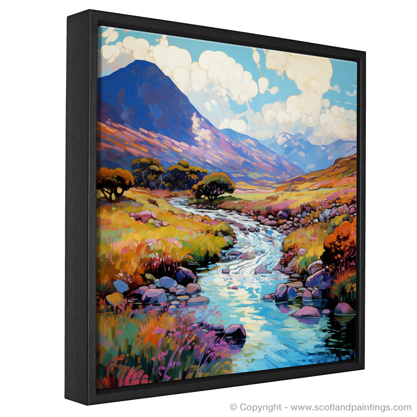 Painting and Art Print of Glen Rosa, Isle of Arran in summer. Summer Serenade in Glen Rosa: An Impressionist Ode to Scotland's Vibrant Landscape.