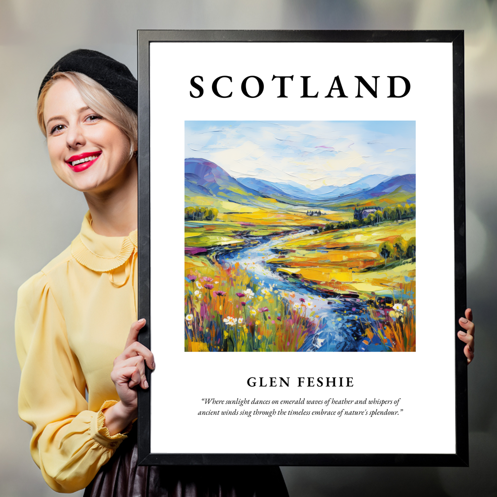 Person holding a poster of Glen Feshie