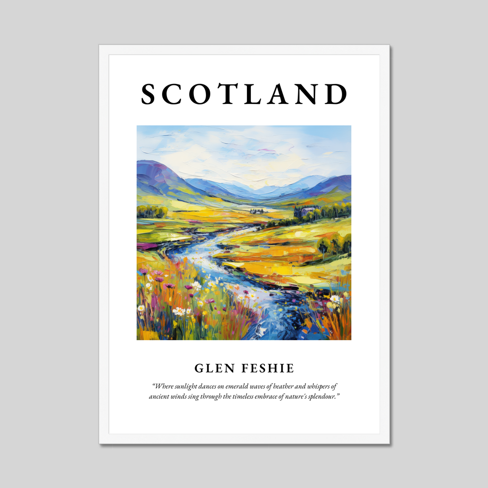 Poster in a white frame with the word Scotland