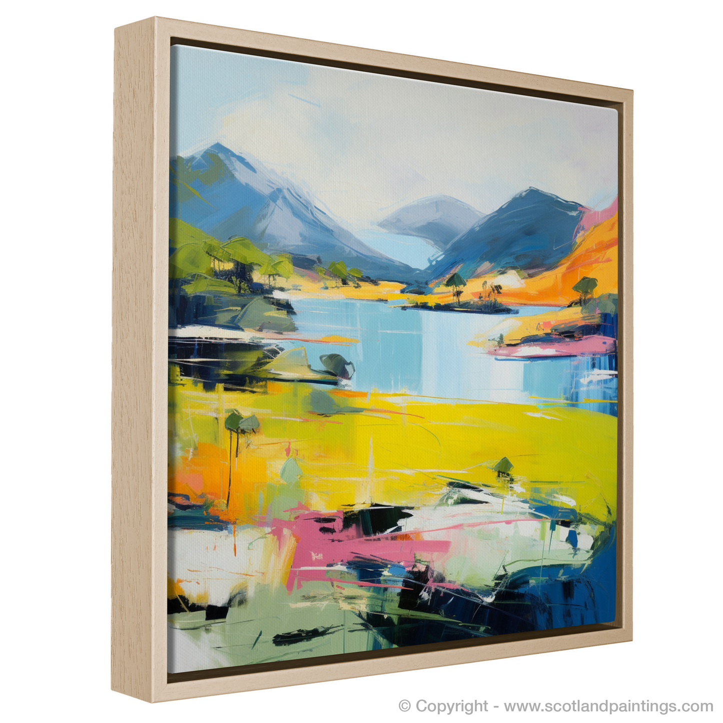 Painting and Art Print of Loch Morar, Highlands in summer entitled "Loch Morar Summer Vibrance".