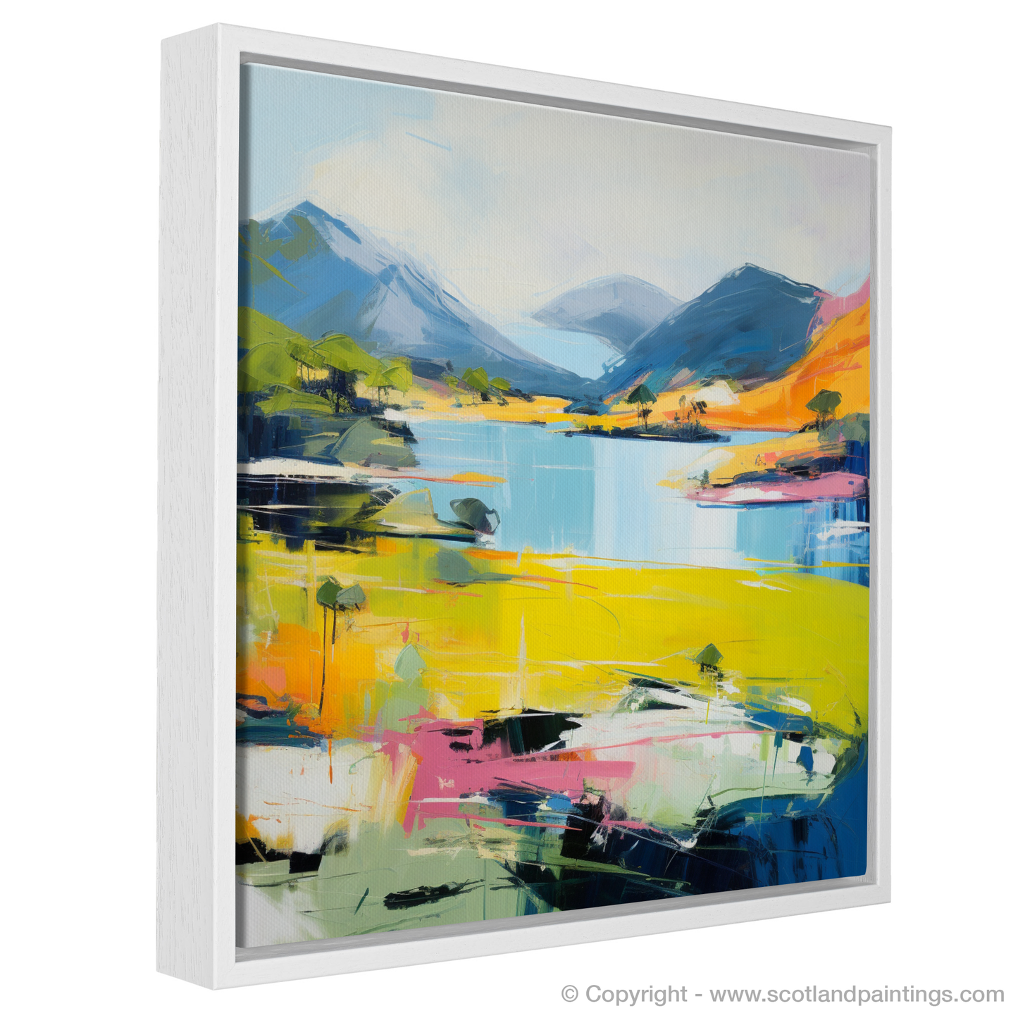 Painting and Art Print of Loch Morar, Highlands in summer entitled "Loch Morar Summer Vibrance".