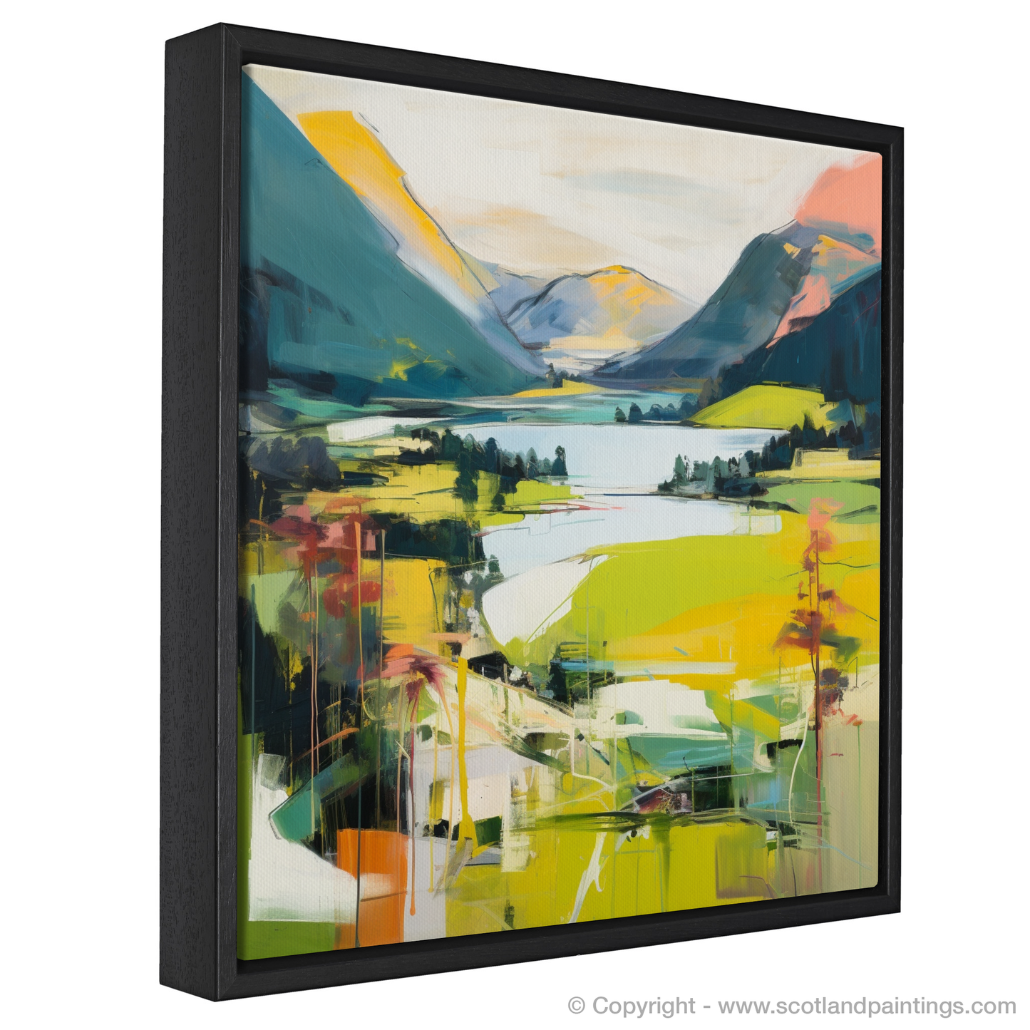 Painting and Art Print of Glenfinnan, Highlands in summer entitled "Glenfinnan Summer Radiance: A Modern Highland Symphony".