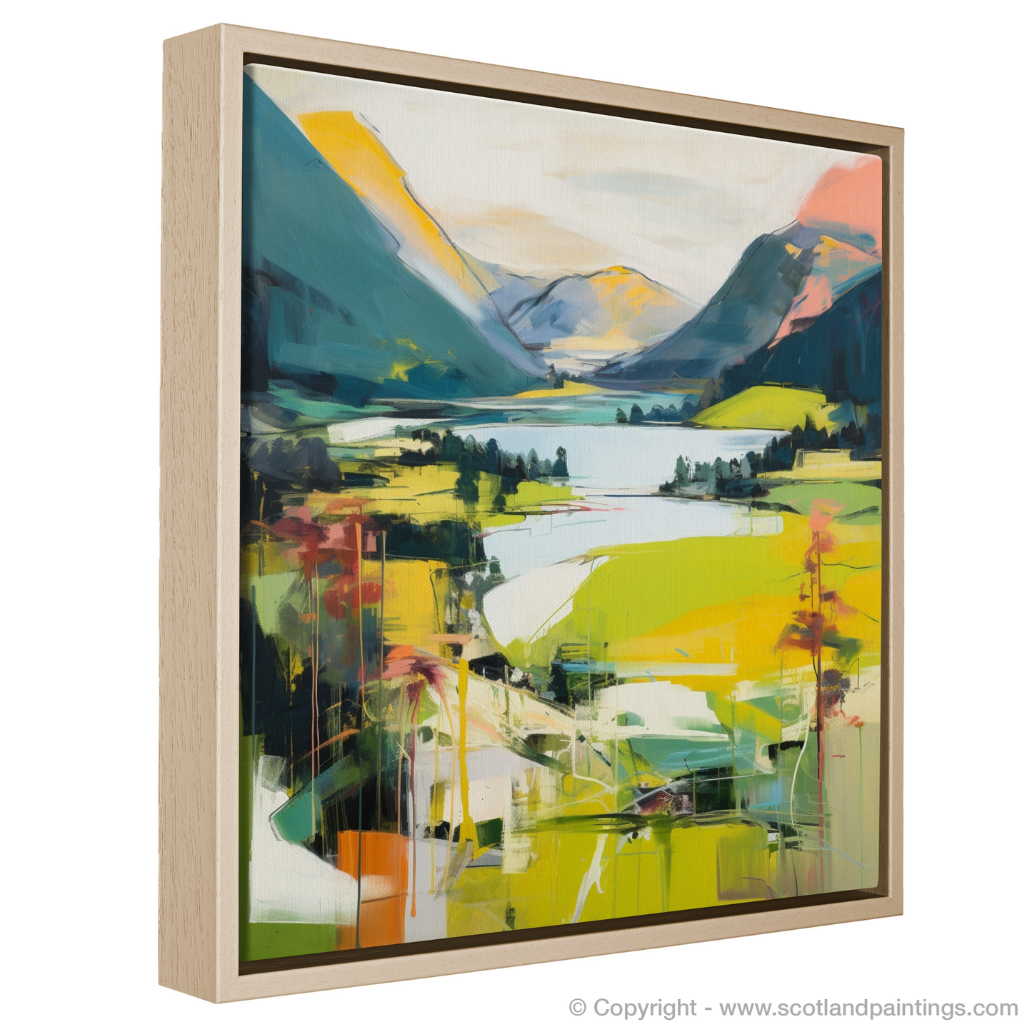 Painting and Art Print of Glenfinnan, Highlands in summer entitled "Glenfinnan Summer Radiance: A Modern Highland Symphony".