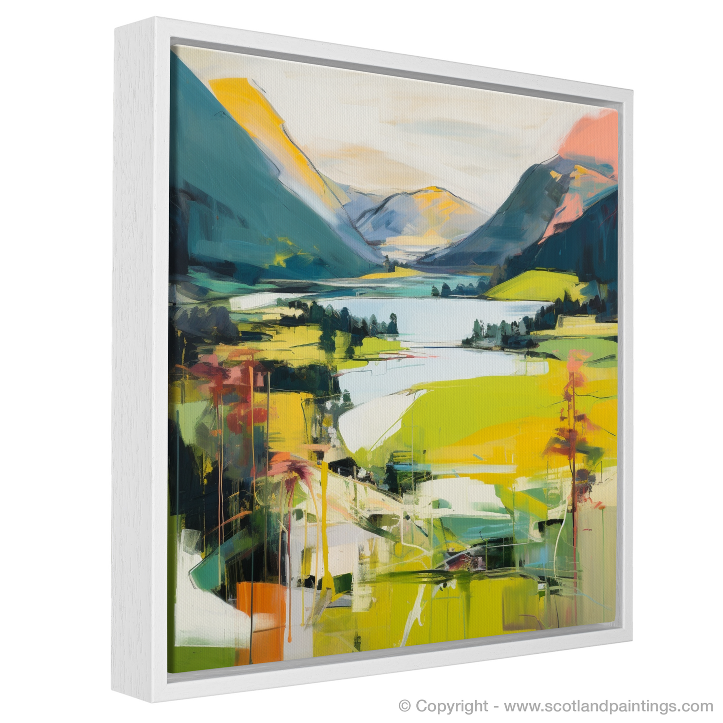 Painting and Art Print of Glenfinnan, Highlands in summer entitled "Glenfinnan Summer Radiance: A Modern Highland Symphony".