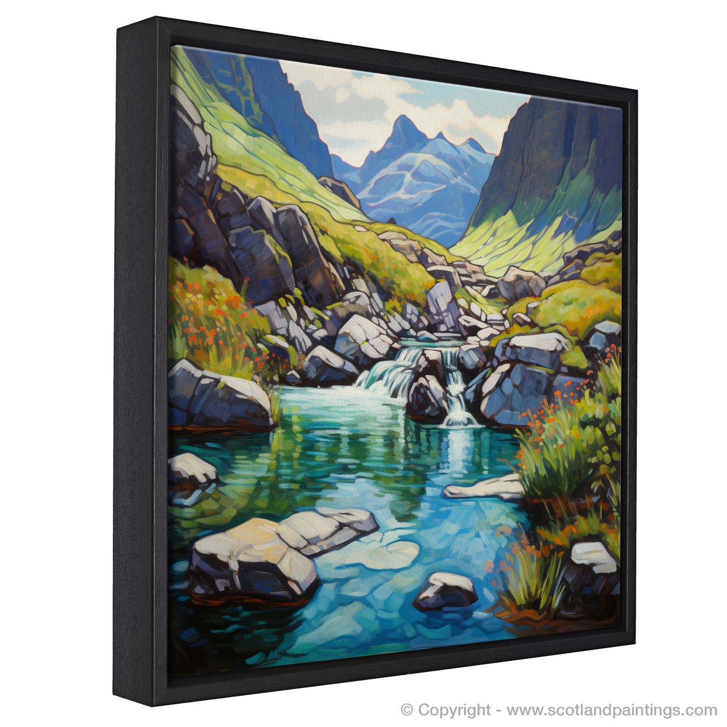 Painting and Art Print of The Fairy Pools, Isle of Skye in summer entitled "Summer Serenade at the Fairy Pools".