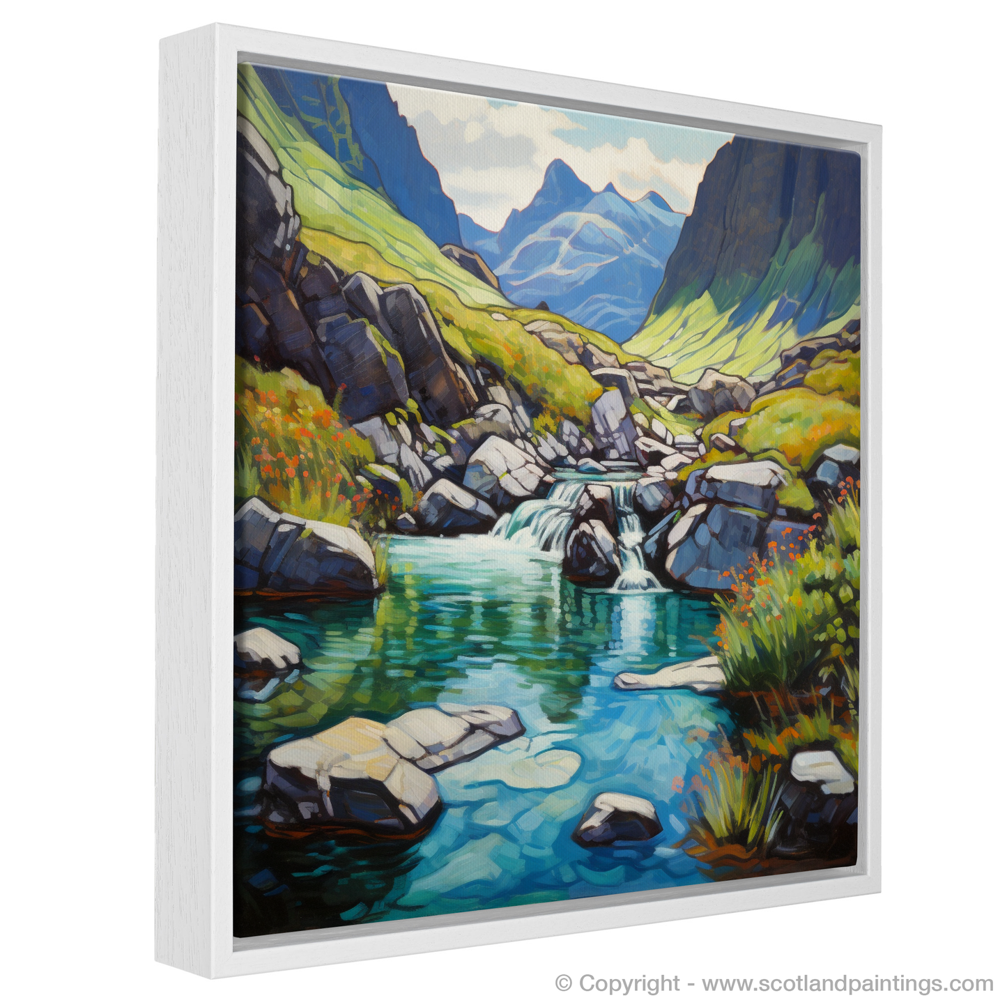 Painting and Art Print of The Fairy Pools, Isle of Skye in summer entitled "Summer Serenade at the Fairy Pools".