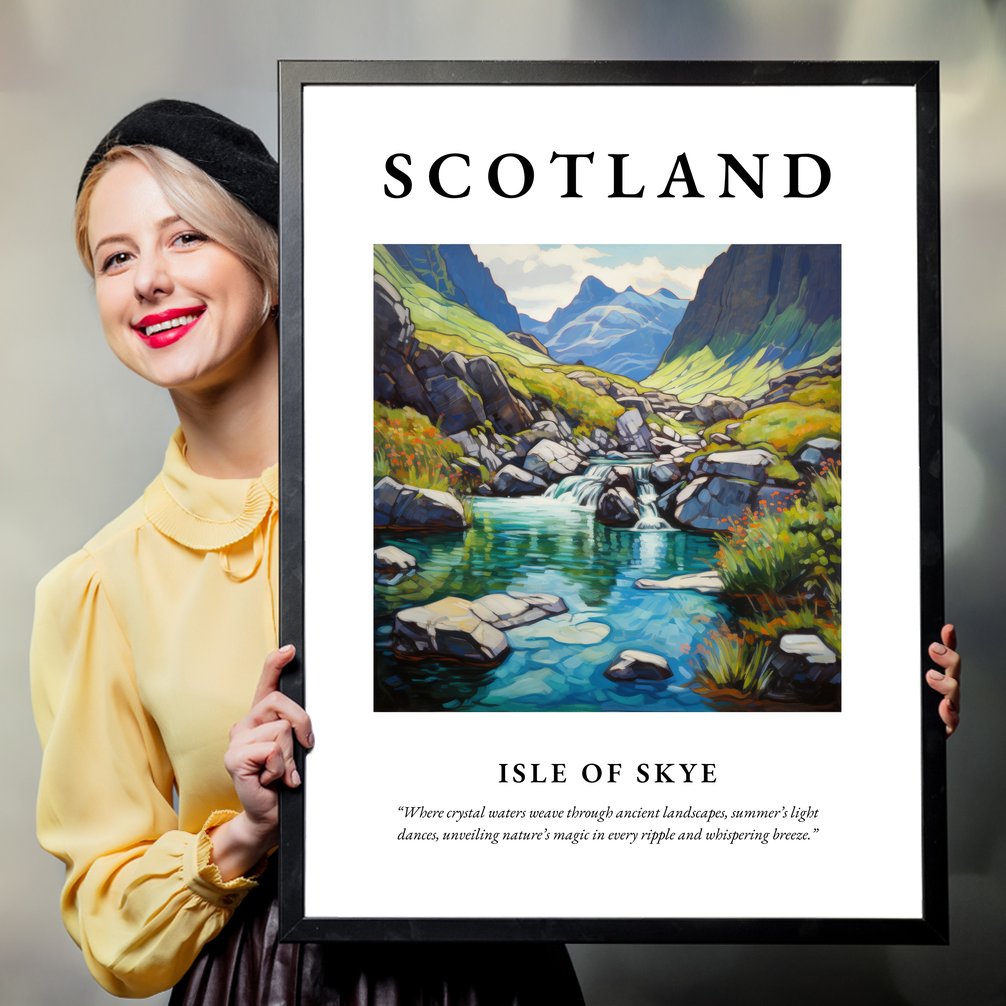 Person holding a poster of Isle of Skye