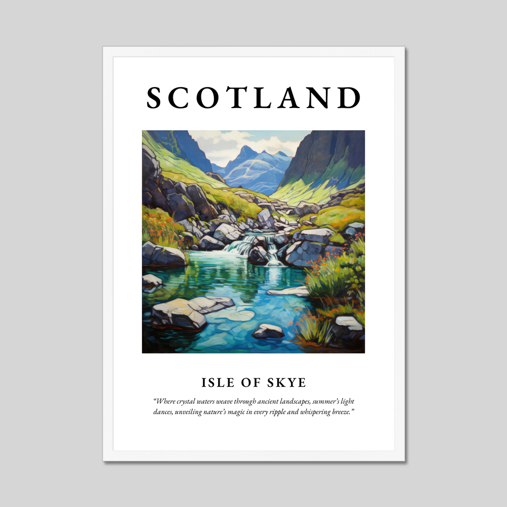 Poster in a white frame with the word Scotland