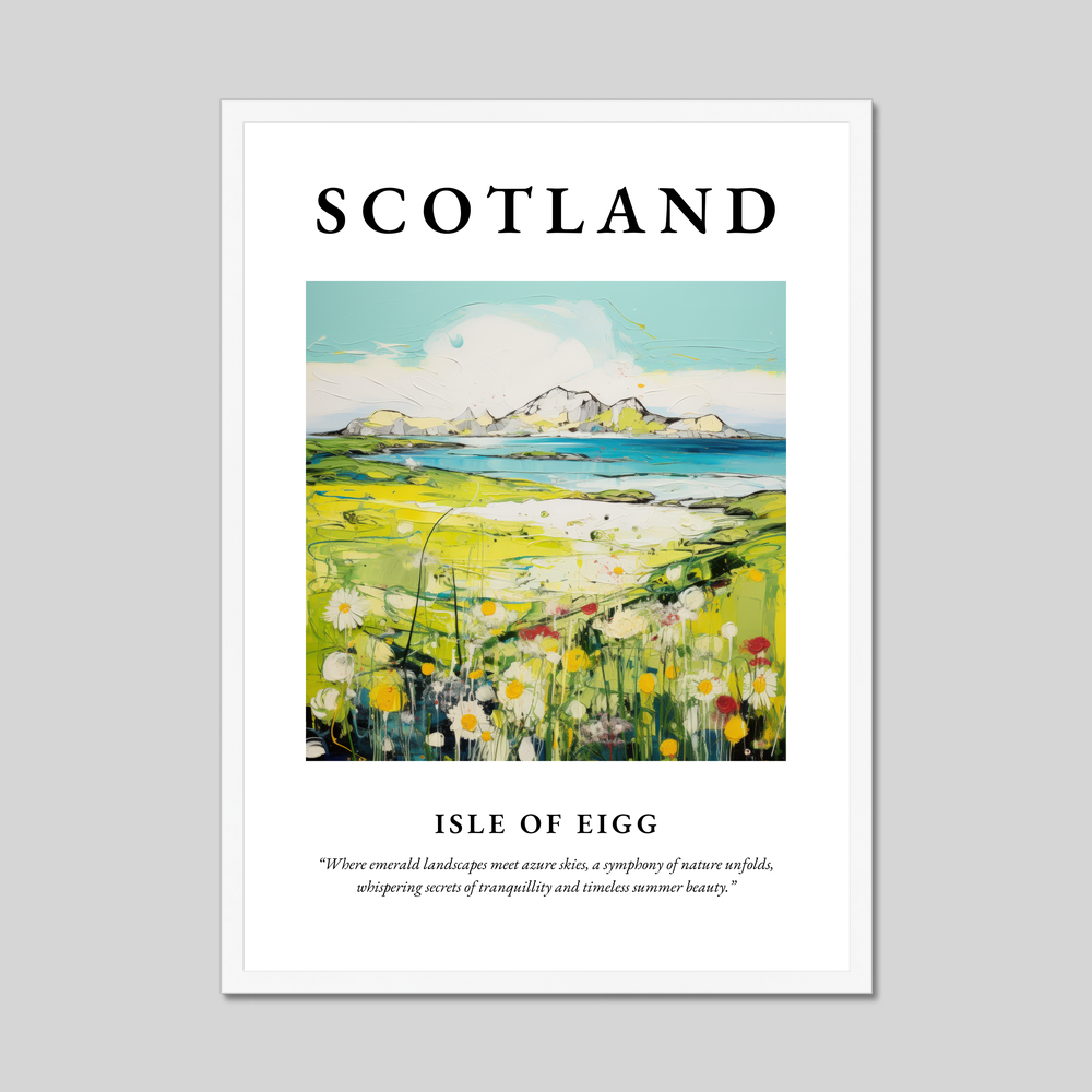 Poster in a white frame with the word Scotland