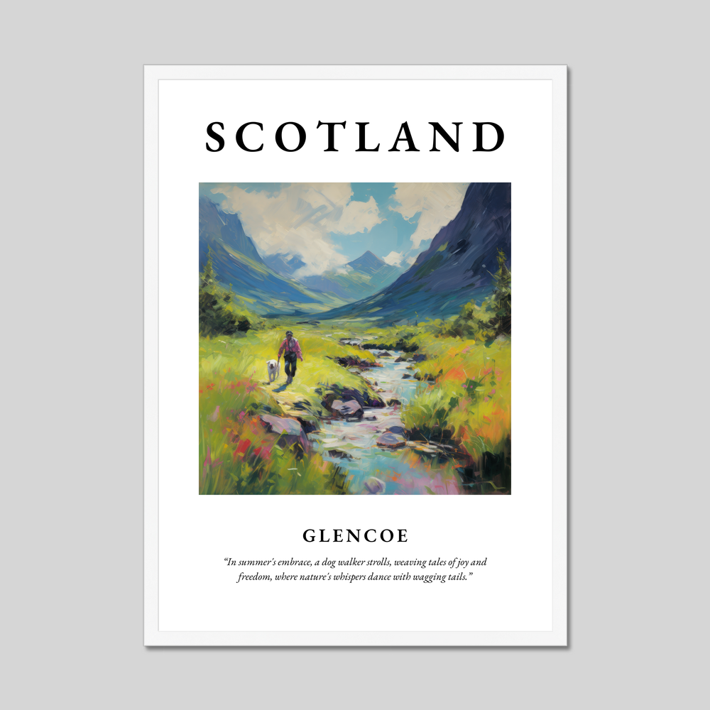 Poster in a white frame with the word Scotland