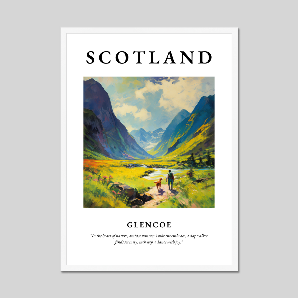 Poster in a white frame with the word Scotland