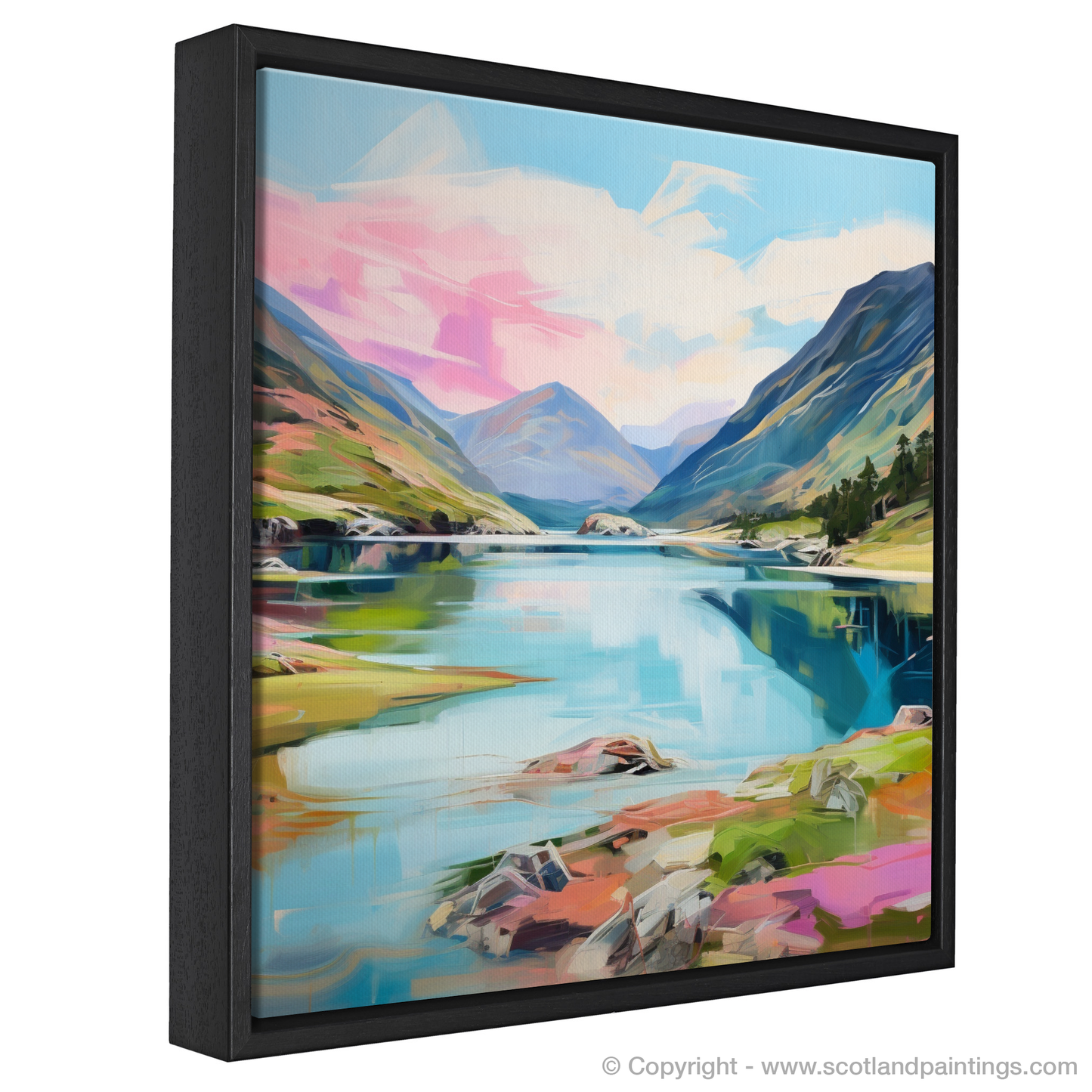 Painting and Art Print of Loch Shiel, Highlands in summer entitled "Summer Serenity at Loch Shiel: A Modern Highland Masterpiece".