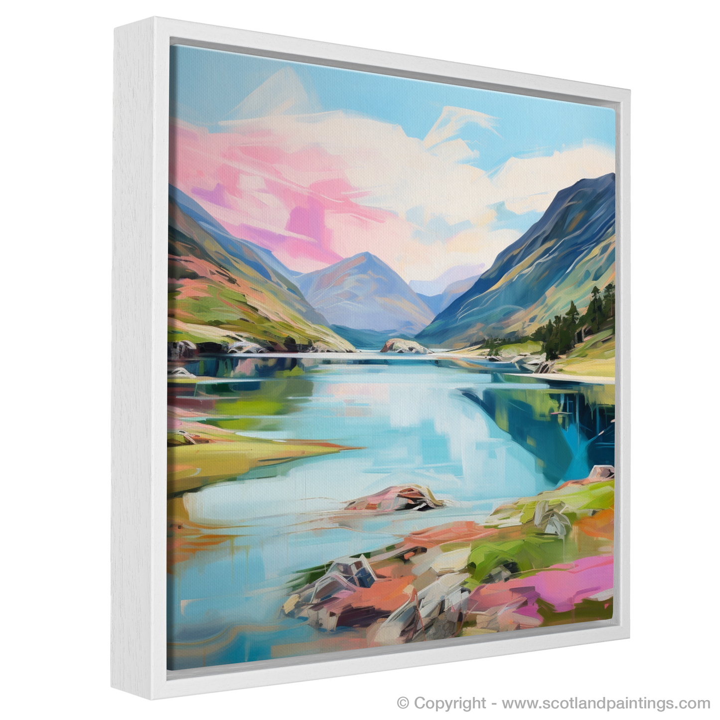 Painting and Art Print of Loch Shiel, Highlands in summer entitled "Summer Serenity at Loch Shiel: A Modern Highland Masterpiece".