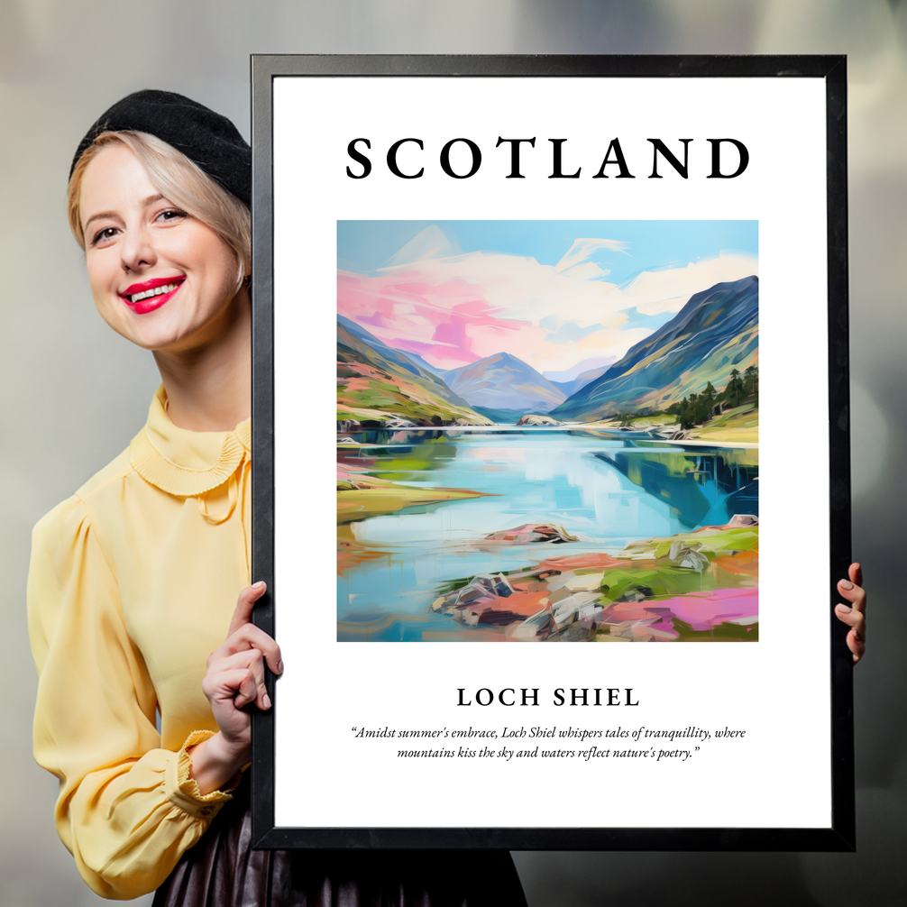 Person holding a poster of Loch Shiel