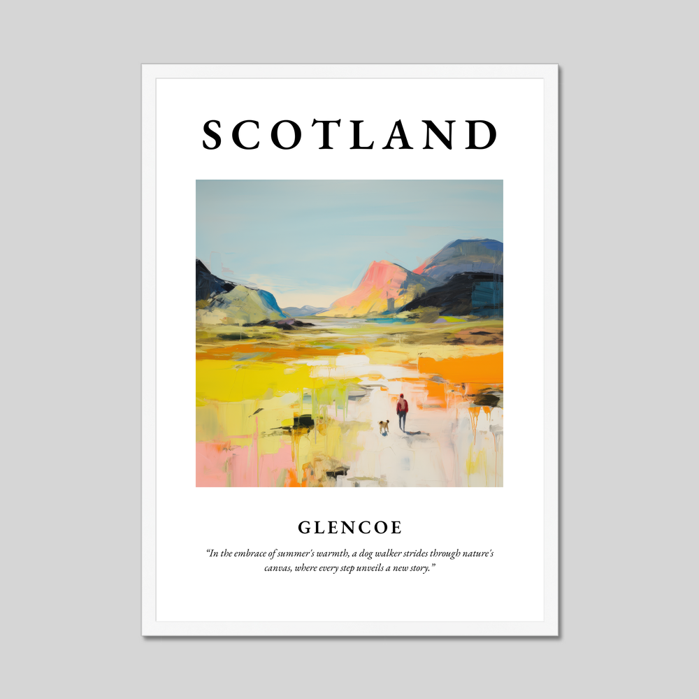 Poster in a white frame with the word Scotland