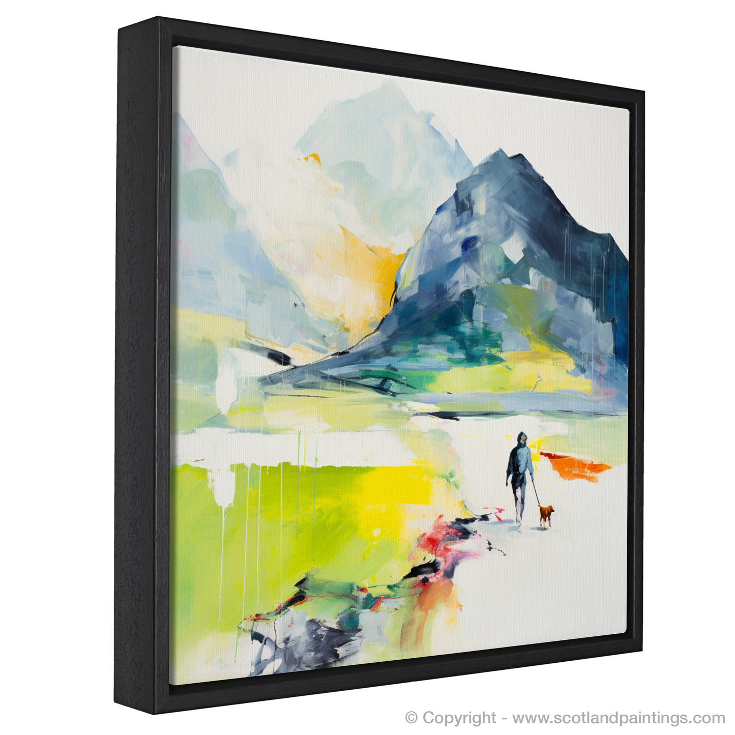 Painting and Art Print of Dog walker in Glencoe during summer entitled "Dog Walker's Abstract Summer in Glencoe".