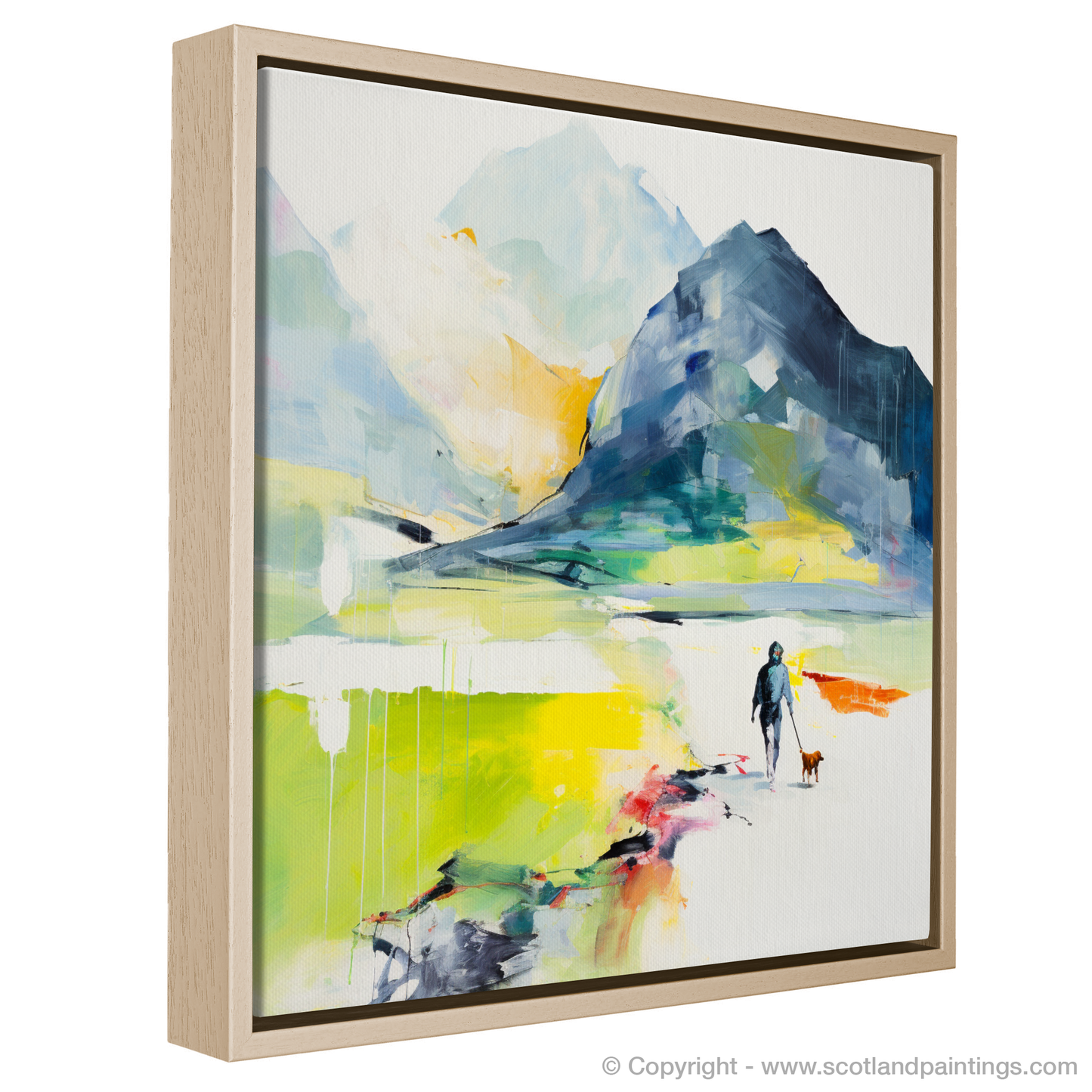 Painting and Art Print of Dog walker in Glencoe during summer entitled "Dog Walker's Abstract Summer in Glencoe".