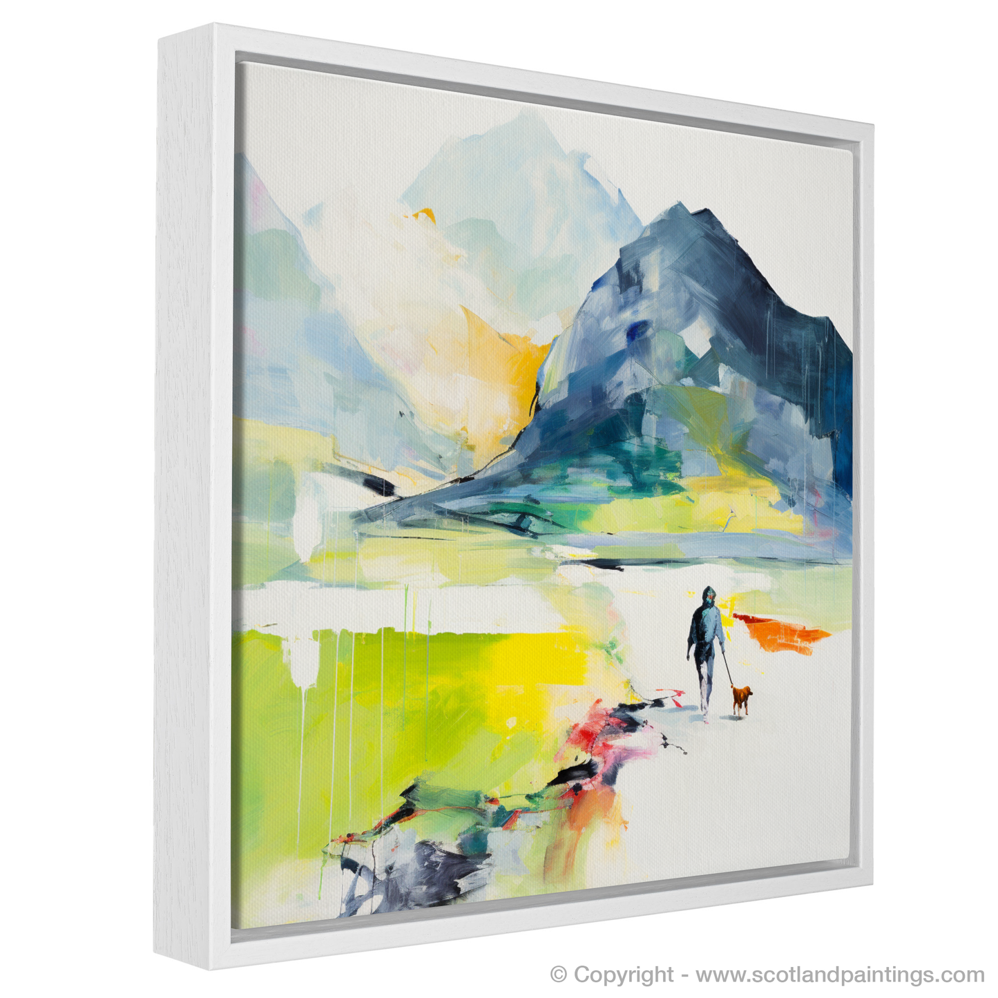 Painting and Art Print of Dog walker in Glencoe during summer entitled "Dog Walker's Abstract Summer in Glencoe".