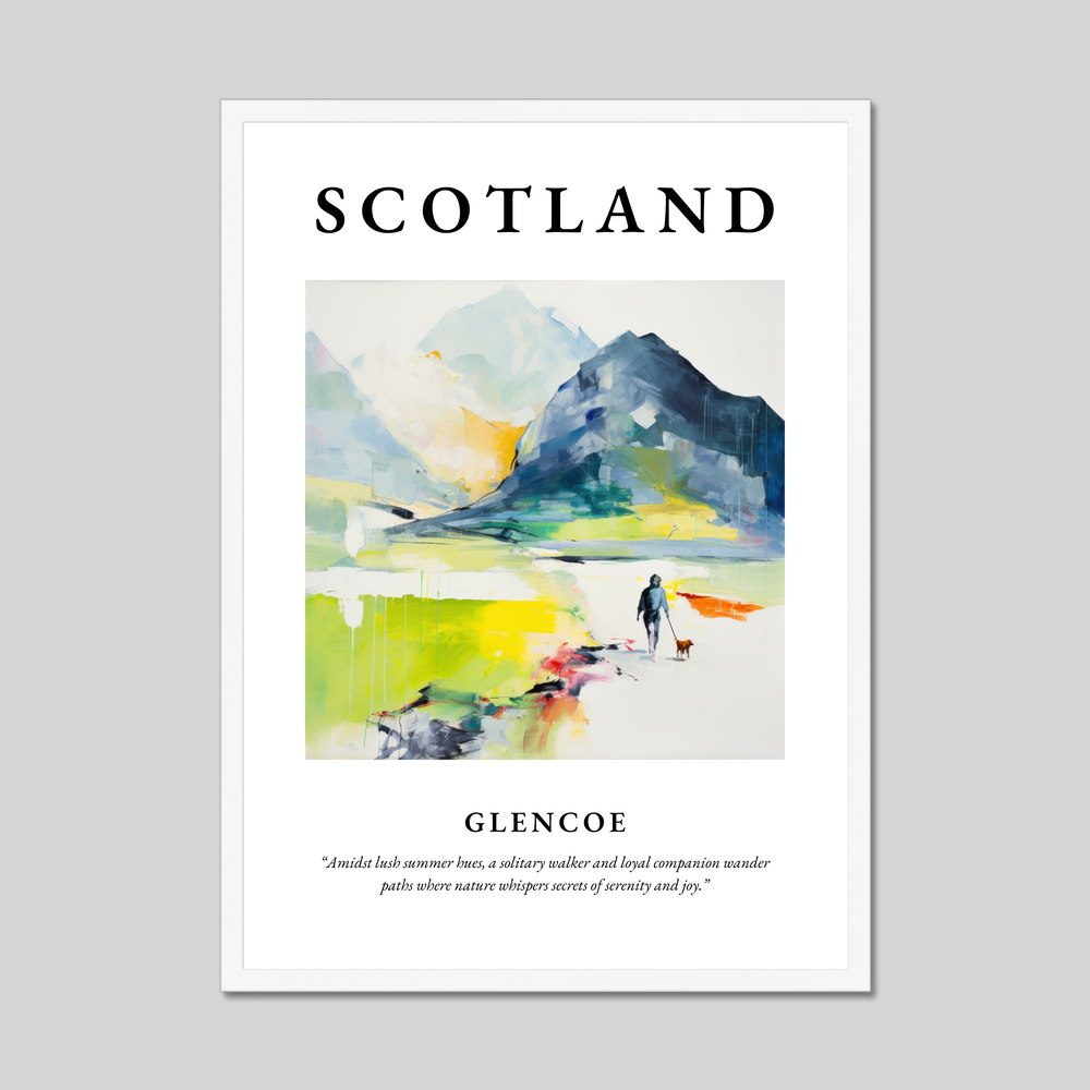 Poster in a white frame with the word Scotland