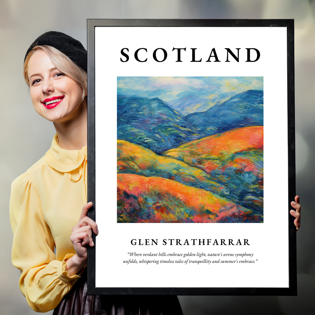 Person holding a poster of Glen Strathfarrar