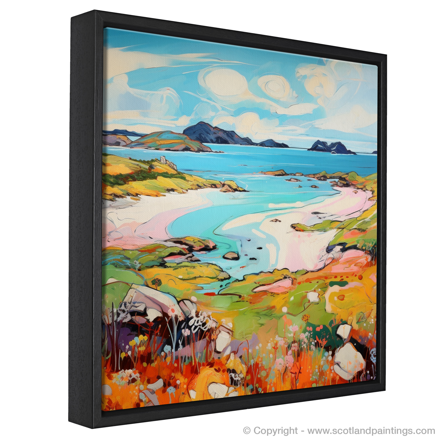 Painting and Art Print of Kiloran Bay, Isle of Colonsay in summer entitled "Kiloran Bay Summer Fauvist Reverie".