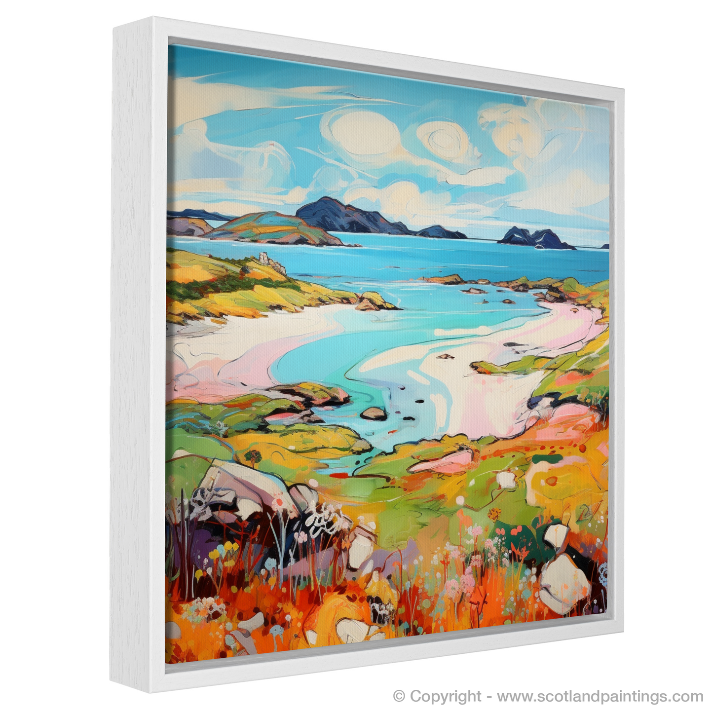 Painting and Art Print of Kiloran Bay, Isle of Colonsay in summer entitled "Kiloran Bay Summer Fauvist Reverie".