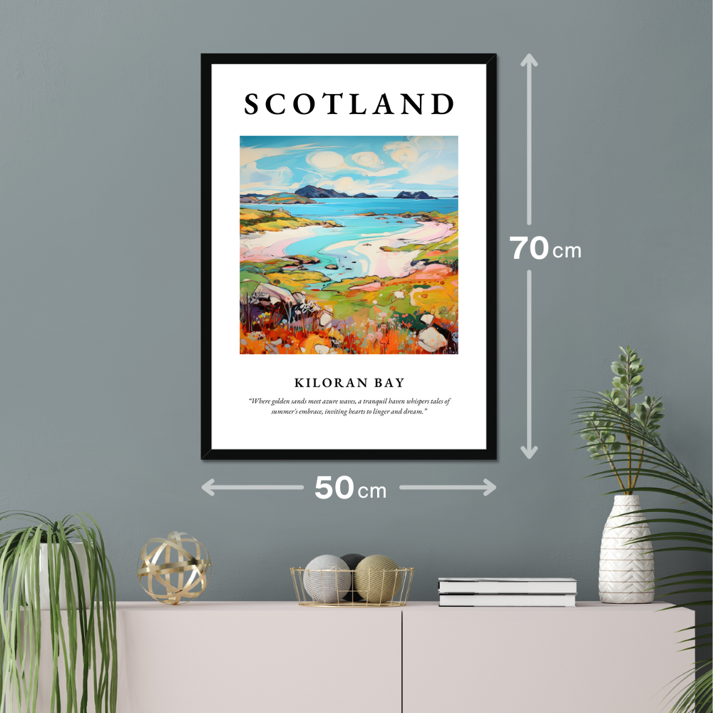 Poster of Kiloran Bay hanging on a wall