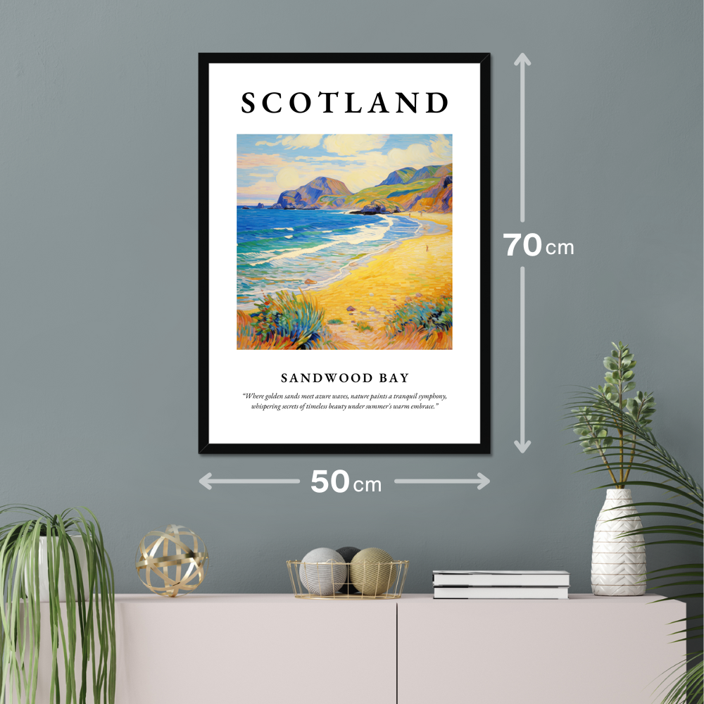 Poster of Sandwood Bay hanging on a wall