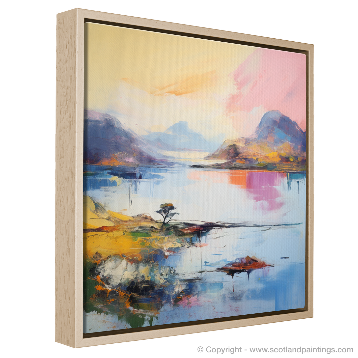 Painting and Art Print of Loch Morar, Highlands in summer entitled "Summer Hues of Loch Morar: An Abstract Highland Reverie".