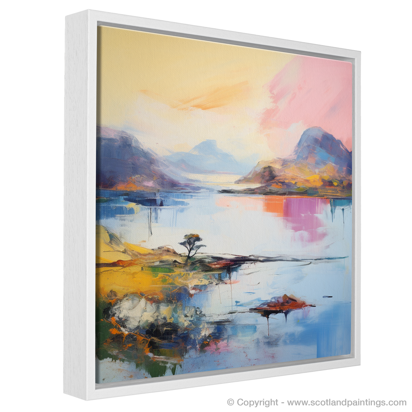 Painting and Art Print of Loch Morar, Highlands in summer entitled "Summer Hues of Loch Morar: An Abstract Highland Reverie".