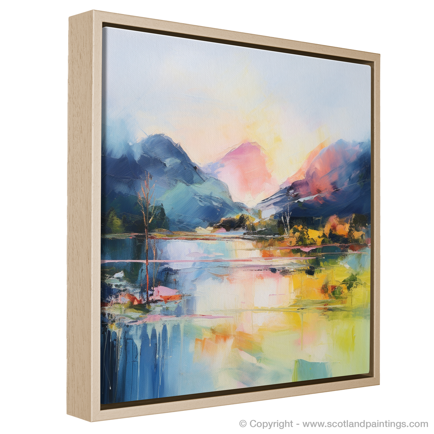 Painting and Art Print of Loch Morar, Highlands in summer entitled "Summer Serenity at Loch Morar: An Abstract Highland Reverie".